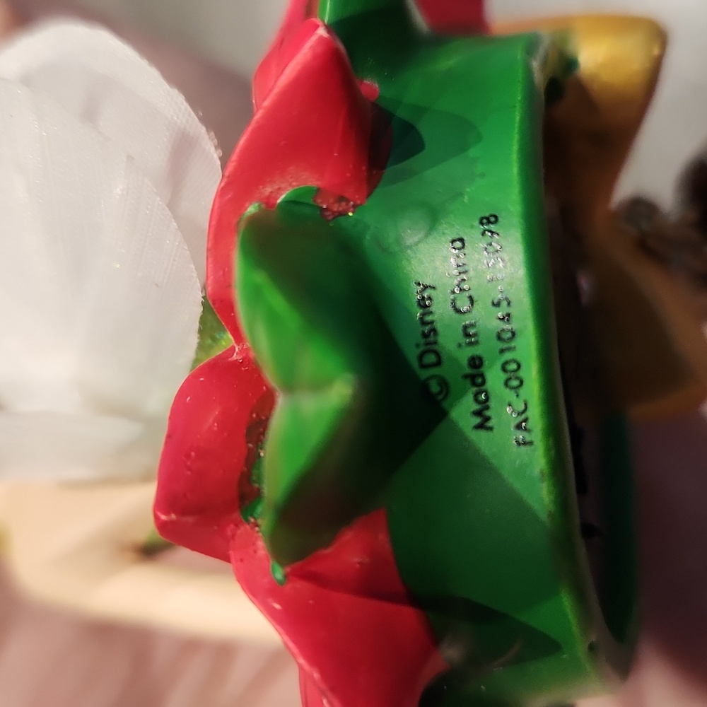 EUC Disney Fairy on poinsettia w/Changing colors light Emma Christmas Ornament - Picture 7 of 7